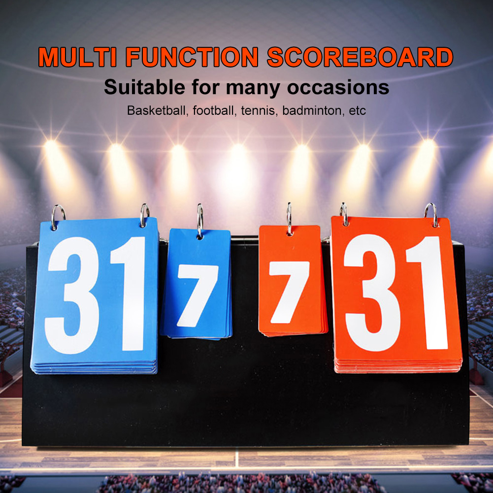 Table Tennis Scoring - 4-stellige Tischtennis-Anzeigetafel aus Kunststoff, Sportwettkampf-Punkteanzeige, multifunktional,