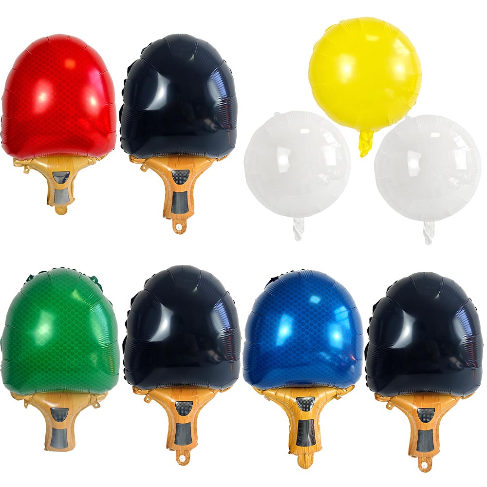 Table Tennis Shop - Tischtennisschläger-Folienballons, Mehrfarbige Pingpong-Schläger-Ballons mit Pingpong-Bällen, Sport-Themen