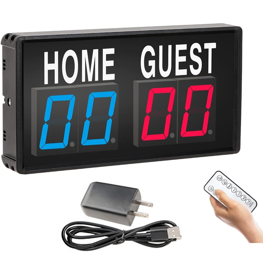 Table Tennis Scoring - Tragbare 4-stellige LED-Anzeigetafel Digitaler Heim-Auswärts-Punktezähler Mini