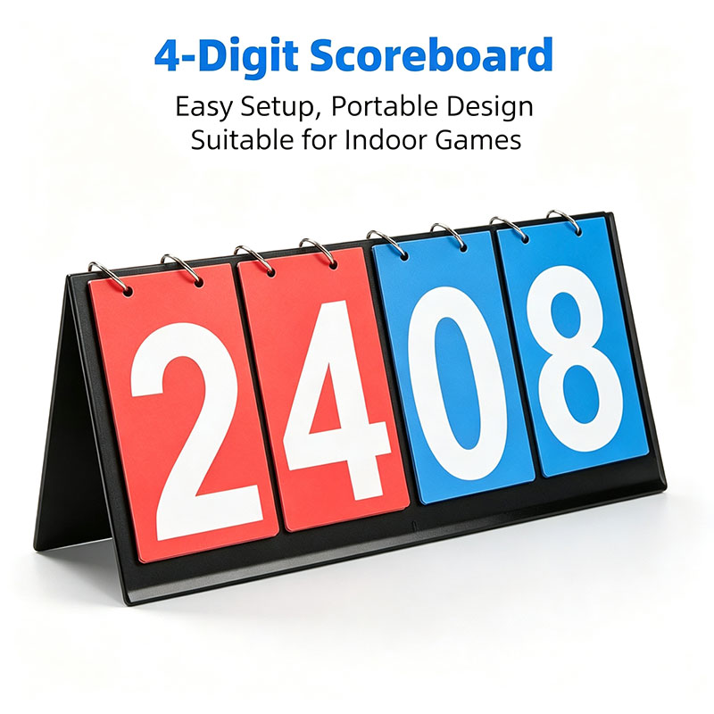 Table Tennis Scoring - 4-stellige Klapp-Anzeigetafel, tragbarer manueller Punktezähler für